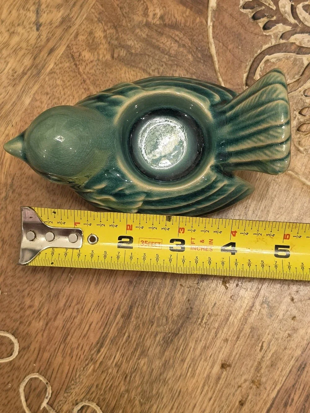 Vintage Turquoise Ceramic Bird Candle Holders Planters Pair